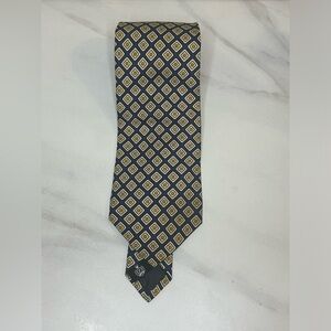 Faconnable navy blue geometric silk necktie